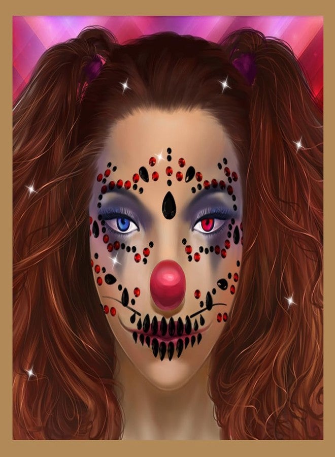 Leoars 4-Pack Day Of The Death Face Gems,Halloween Temporary Face Tattoos, Rhinestone Face Jewels Stickers - Image 2